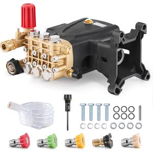 VEVOR Pressure Washer Pump, 1" Shaft Horizontal Triplex Plunger, 4000 PSI, 4.0GPM, Replacement Power Washer Pumps Kit with 5 Nozzles, Compatible with Simpson MorFlex 40224, 40225, 40226, Santoprene