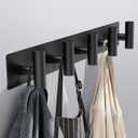 Coat Rack Wall Mount - 5 Coat Hooks, Towel Racks for Bathroom Robes Bags Keys, Hat Rack Wall Towel Hooks Organizer Essential (Black)