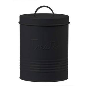 Amici Pet Retro Metal Storage Canister Treats Jar, 72 Fluid Ounces, Matte Black