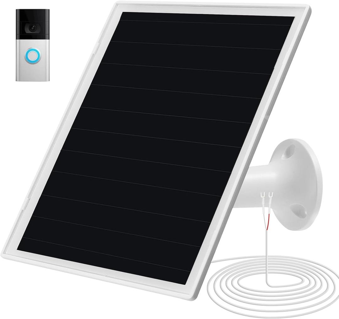 Solar Panel Charger for Ri ng doorbell Camera, Compatible with Ring Video Doorbell 3/3+/4, Battery Video Doorbell Plus, Not for Ring Video Doorbell 2, Waterproof, 6W Fast Charging (1Pack)