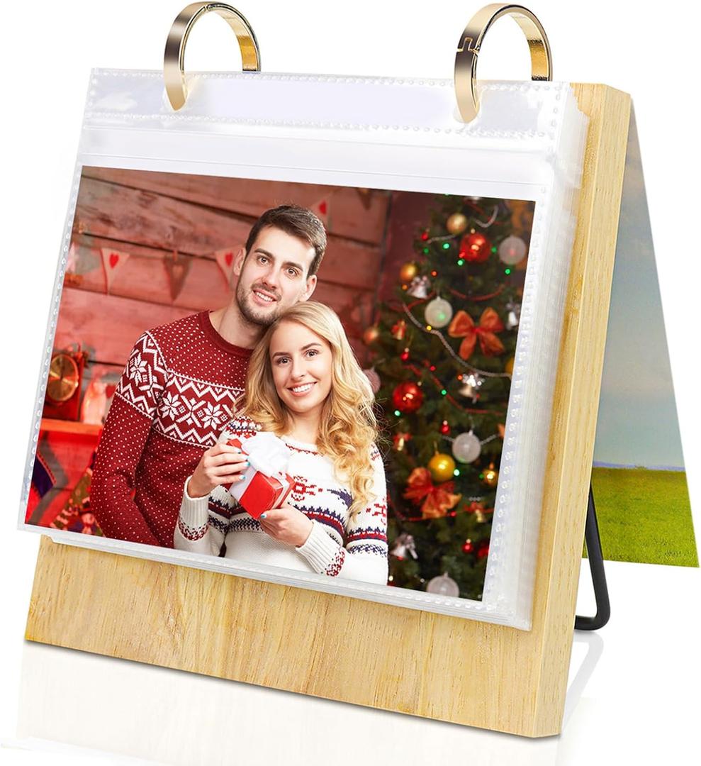 ZEEYUAN 4x6 Desktop Photo Frame Flip Photo Album on Stand with 60 Pockets, Mothers Day Gift for Mom From Daughter Son 4x6 Photo Album Desk Photo Book for Mom Grandma Gifts