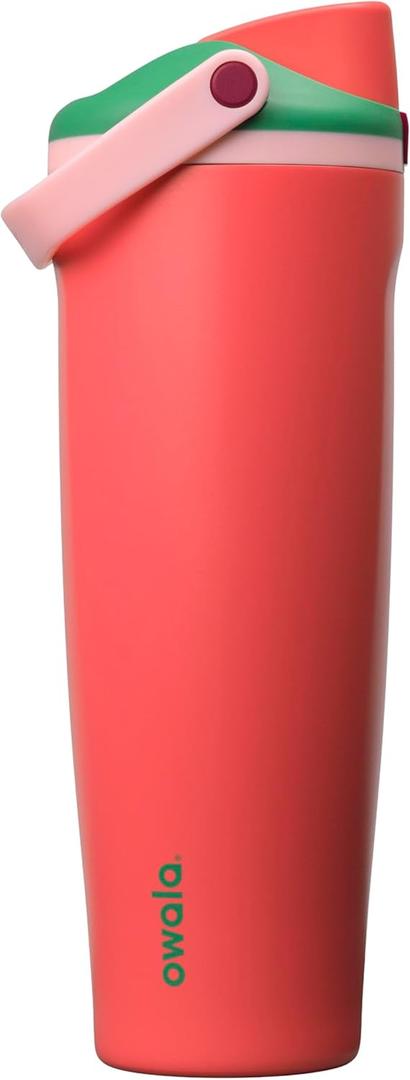Owala FreeSip Sway Insulated Stainless Steel Water Bottle with TwoWay Spout, BuiltIn Straw and Bucket Handle, Made for Travel, School, and Sports, 40oz, BPA Free, Leak Proof, Strawberry Fields