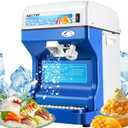 NEWTRY Commercial Ice Shaver Machine Electric Ice Cube Crusher Snow Cone Maker with Aluminum Alloy Blade Thickness Adjustable 260lb/h for Small Ice Cubes Summer Parties Bar Use 110V US
