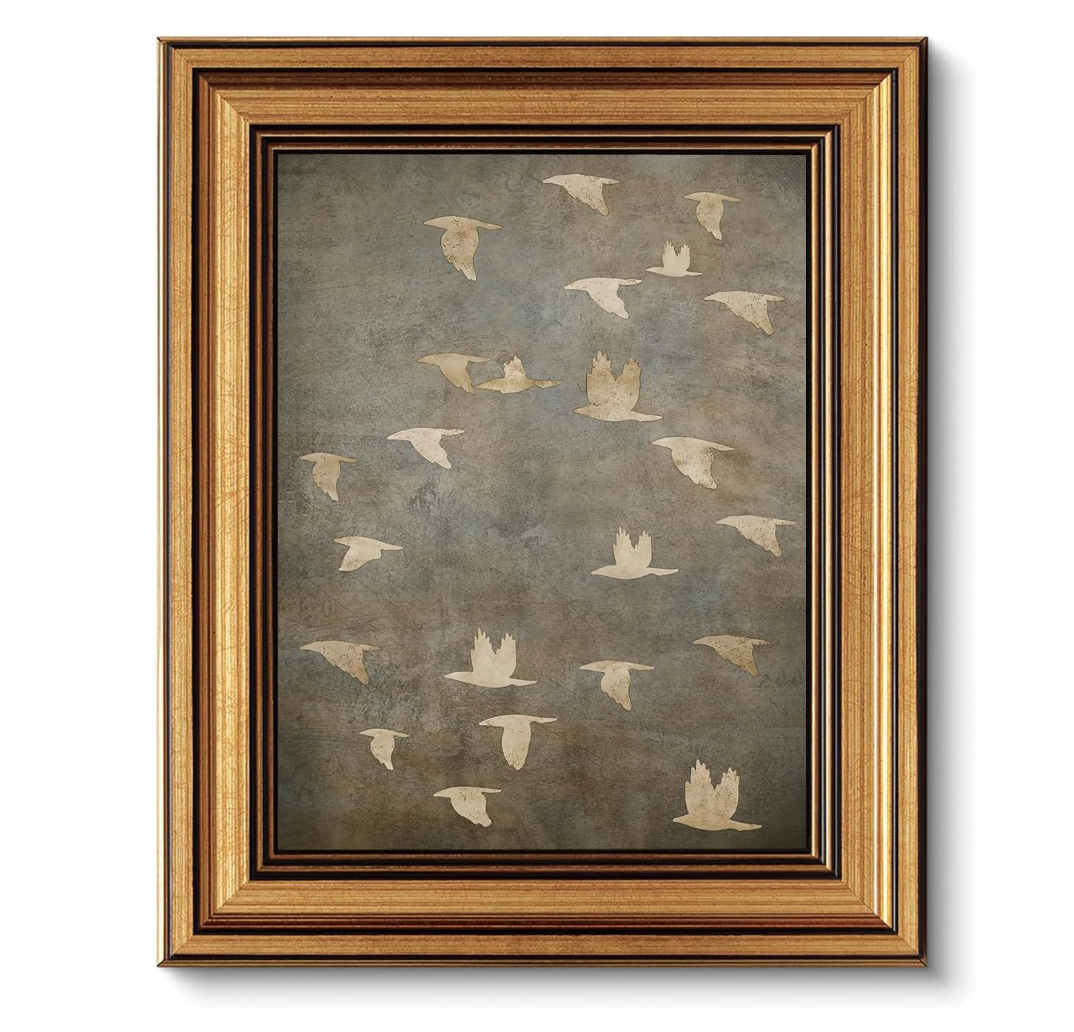 Gold Framed Wall Art Vintage Bird Canvas Art Prints Neutral Minimalist Paintings Wall Decor Modern Abstract Aesthetic Pictures Artwork for Bedroom Living Room 8x10in