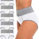 CULAYII High Waisted Underwear for Women Cotton No Muffin Top Full Coverage Briefs Soft Stretch Ladies Panties 5 Pack, L