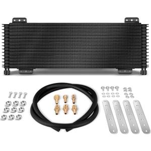 LPD47391 Low Pressure Drop 40k Transmission Oil Cooler Compatible with Tru Cool Heavy Duty 40,000 GVW Max Trans Cooler with Mounting Hardware (Black)