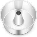 TeamFar 10inch Angel Food Cake Pan, Stainless Steel Cake Pan with Tube, Healthy & Non-toxic, Sturdy & One-Piece, Mirror Finish & Dishwasher Safe (Silver)