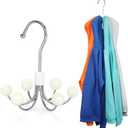 TOPIA HANGER Hoodie Hangers with 6 Wood Balls, 360Swivel Purse Hanger, Scarf Hanger, Closet Hooks, Handbag Organizer, Bra Hanger, Accessory Organizers for Scarf, Tanktop, Hat, Hoodie CT56W (1-Pack, White)