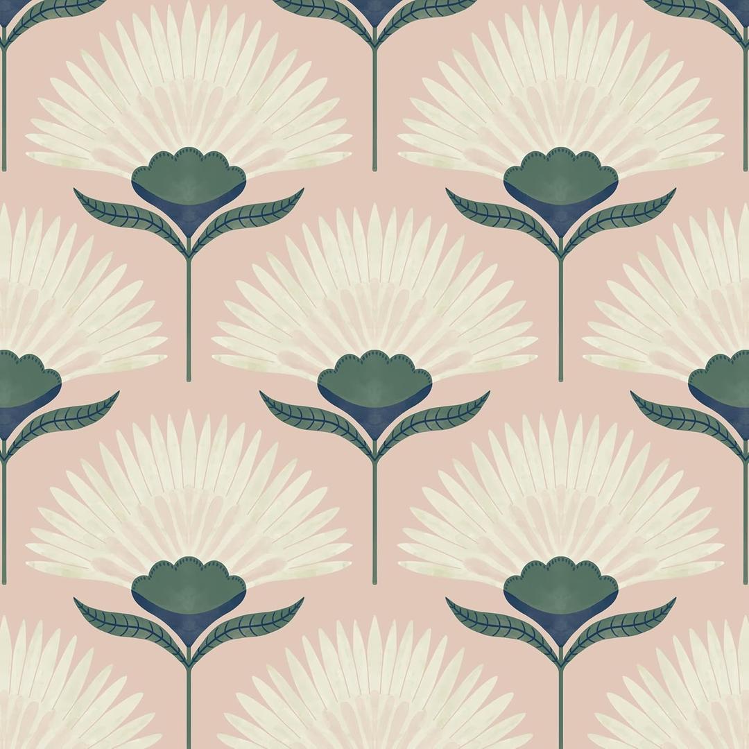 CiCiwind 17.3"393.7" Wallpaper Peel and Stick Pink Boho Wall Paper Floral Removable Self Adhesive Wallpaper for Bathroom Bedroom Laundry Room Papel Tapiz para Pared Wall Covering