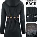 iCreek Women's Rain Jacket Long Raincoat Packable Hooded Waterproof Windproof Plaid Lined Trench Coat Lightweight for Outdoor (Dark Grey, S)