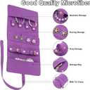 uxcell Travel Jewelry Bag Roll, Foldable Jewelry Travel Organizer with Tie Close Microfiber Jewelry Storage Roll Jewelry Case for Women Gift Necklaces Earrings Rings Bracelets, Purple
