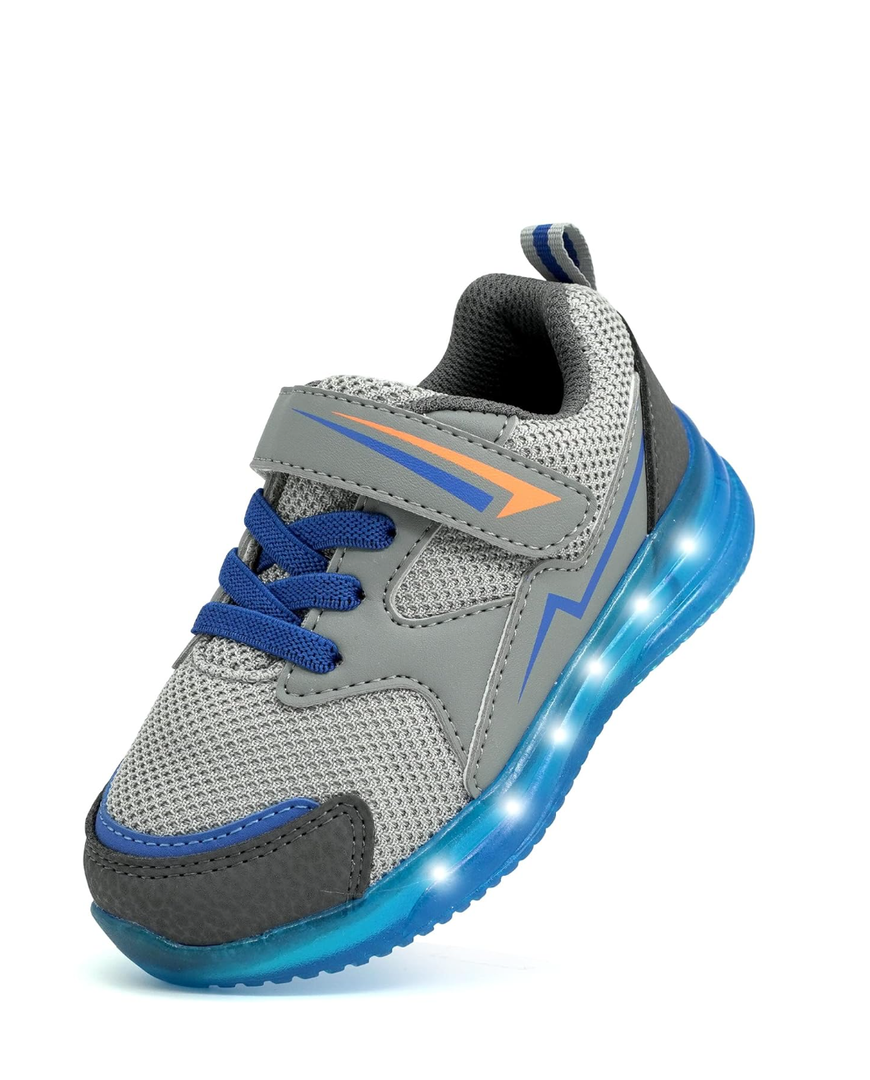 YESKIS Toddler Boys Girls Light Up Shoes LED Flashing Lightweight Mesh Breathable Adorable Running Sneakers for Toddler and Little Kid , 5