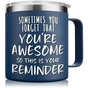 NOWWISH Birthday Gifts for Men - Awesome Coffee Mug, Inspirational & Holiday Presents for Men Him Boyfriend Husband, 14oz Navy Blue