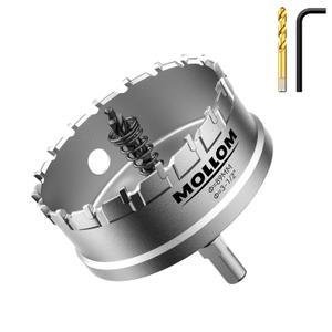 Mollom (3-1/2''|89mm) Heavy Duty Carbide Hole Saw with 2 Pilot Drill Bits, Hole Cutter cuts Stainless Steel, mild Steel, Iron, Copper, Brass, Plastic