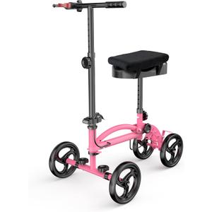 Knee Scooter Foldable Leg Scooter for Adults for Foot Surgery Knee Walker for Ankle Foot Sugery Crutch Alternative Pink