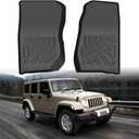 Cartist Floor Mats for Jeep Wrangler 2007-2018 JK 2-Door & JKU 4-Door, All Weather Front Row Floor Liners for Wrangler Accessories, Heavy Duty TPE Car Mats, Car Accessories
