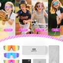 Kids Sunglasses Youth Baseball Softball Sunglasses for Girls Boys Age 4-14 UV Protection Sports Kids 3 Pack