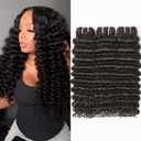 WEQUEEN Deep Wave Human Hair Bundles 14 16 18 Inch 100% 16A Brazilian Hair Long Lasting Deep Wave Bundles for Women