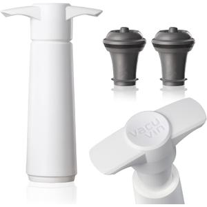 Vacu Vin Original Wine Saver with 2 Vacuum Bottle Stoppers Wine Preserver Pump for Red or White Wine Manual Air Remover System Airtight Seal Keep Wine Fresh Longer White