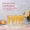 Prestee 100 Gold Plastic Champagne Flutes - 4.5 oz Disposable Champagne Glasses for Toasting at Weddings, Mimosas, Cocktails, Great Gatsby Party Decorations, and Events
