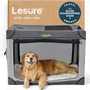 Lesure Shown on TODAY Show Soft Collapsible Dog Crate - 42 Inch Portable Travel Crate for Extra Large Dogs Indoor & Outdoor, 4-Door Foldable Pet Kennel with Mesh Windows, Grey