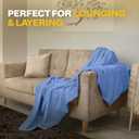 Avalon Bedding 100% Cotton Blankets King Size Thermal Blanket (108"x90") - Perfect Cotton Blanket King Size for Layering Bed in Any Season - Cotton Blankets for Bed (Blue)