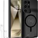 Battery Case for Galaxy S24Ultra,Upgraded 12000mAh High Capacity Rechargeable Portable Protective Extended Charger Case Compatible with Galaxy S24 Ultra(6.8 inch) Wireless Charging Case & Carplay-Black