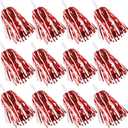 Cheerleading Pom Poms - School Spirit Shakers Metallic Foil Cheering Pompoms Cheer Pom with Baton Handle Plastic Squad for Adults Team Spirit Sports Party Cheering (6, Red, White)