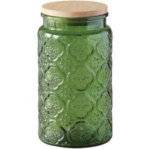 ANSQU Vintage Glass Canister, Vintage Colored Mason Jar, Candy Jar/Sugar Containers for Kitchen Pantry Coffee, Tea, Cookie, Decorative Glass Jar Cute Jars (Green 1, 34 Ounces)