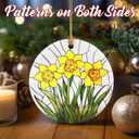 3 x Christmas Ornaments, 2.8in Ceramic Birth Flower Ornament, Xmas Decor, Christmas Tree Ornaments, Xmas Decorations for Tree, Holiday Ornament, Birth Flower Gifts, Gift Ideas, Gifts for Women - Mar