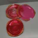 102PCS Clear Hot Pink Plastic Plates - Pink Disposable Plate with Gold Rim - Hot Pink Party Plates Include 51PCS 7.5inch Dessert & 10.25inch Dinner Plate for Wedding Birthday Party Mothers Day