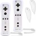 Motion Plus Wii Controllers 2Packs with Nunchucks, Wii Remote Controllers Compatible for wii and Wii U with Built in Motion Plus (2whites)