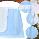 Chumia Wonderland Party Tulle Table Skirt 6 ft Wonderland Tea Tables Skirt Blue Mesh Tablecloth with White Apron for Tea Birthday Baby Shower Wedding Party Decoration