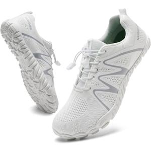 WateLves Barefoot Water Shoes Women Men Breathable Wide Width Toe Box Beach Walking Shoes Comfortable Slip On Minimalist Sneakers for Travel Hiking (White)