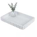 Ferrochef Large White Decorative Tray for Coffee Table Decor 14" x 10" Wooden Rectangle Tray Handmade Ottoman Centerpiece with Scalloped Edge Housewarming Gift for Kitchen Counter Vanity Farmhouse
