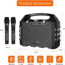 Hotec Wireless Bluetooth Portable PA Speaker System, Powerful Bluetooth Karaoke Machine with Dual Wireless Microphones for Karaoke, Wedding, Party, Teaching, Lecture, Church, Outdoor Indoor Activities