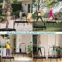 RAVS Mini Trampoline for Kids Adults 40"/48" Foldable Fitness Rebounder Kids Trampoline with 5 Levels Height Adjustable Handle Resistance Bands Indoor Workout
