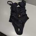 B2prity One Piece Swimsuit for Women Cutout Monokini Color Block Bathing Suit Ruched Sexy Swimwear (Large, Black)