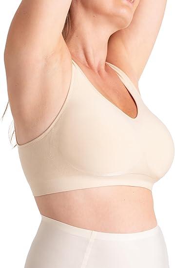 Shapermint Essentials Everyday Comfort Straps Wireless Shaping Bra, Beige, Small  