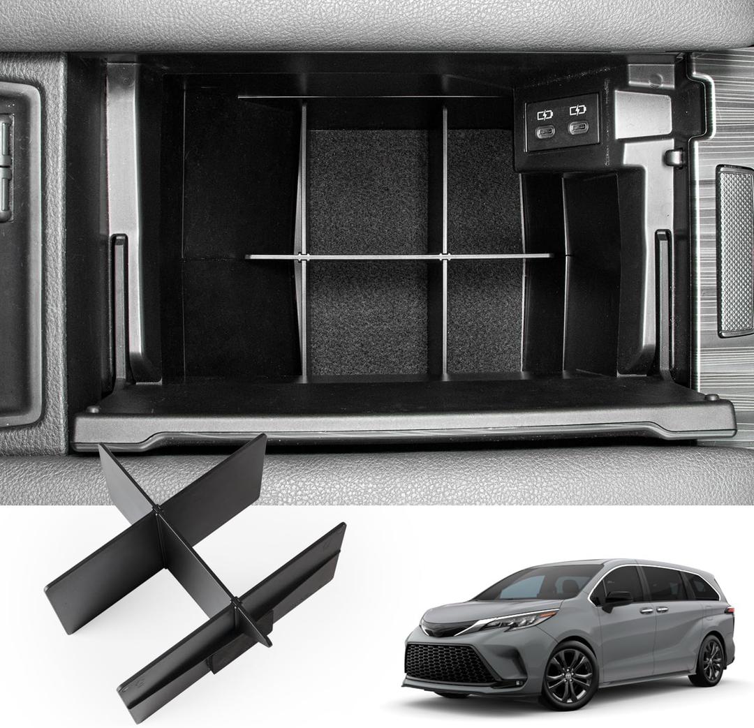 JYCDC Center Console Organizer Tray Compatible with 2021-2025 Toyota Sienna,Armrest Box Secondary Storage Tray Coin Container Plastic (JYCDC-GB01)