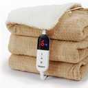 Heated Blanket Electric Throw Waffle, 50x60 Inches Sherpa Fleece Fast Heating Blanket 6 Heating Levels & 4 Hours Auto Off ETL Certification, Caramel Throw