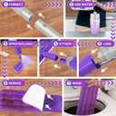 HOMTOYOU Spray Mops for Floor Cleaning: Wet Mop for Hardwood Tile Wood Laminate Vinyl - 3 Washable Microfiber Pads for Swiffer Powermop - Absorbs Pet Hair Dust (Purple)