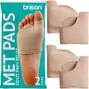 Brison Podiatrist-Designed Metatarsal Pads for Women & Men - Ball of Foot Cushions for Pain Relief Sleeves Metatarsalgia Sesamoiditis Mortons Neuroma - 2 Pairs S (Men 3-5.5 Women 4.5-7) (Beige)