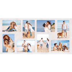YESKAY 4x6 Picture Frame Collage for Wall Decor,Multiple Photo Collage Frames with Tempered Glass,8-Opening for 4 x 6 Picture Frames,Rustic White,1 Pack(OD:11.75X21in)