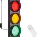 Traffic Light Wall Lamp Remote Control Retro Kids Bedroom Stop Light, Plug in Industrial LED Wall Sconce, 18.5 Vintage Fun Signal Lights for Home Office Bar Garage Car Room Decor Christmas