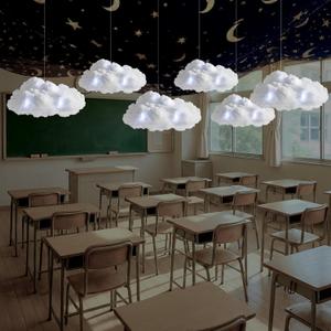 VioraWhite 6 Set Hanging Cloud LED Lights for Ceiling with 2 Pcs 4.9 x 3.4 ft Magical Wizard Classrooms Star Night Artificial Cotton Clouds Ceiling Decorations for Classrooms Birthday Magical Wizard