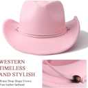 AQOKKA Kids Cowboy Hat Western Toddler Cowgirl Hat Baby Cowboy Wide Brim Felt Fedora Hat with Buckle Belt for Boys Girls