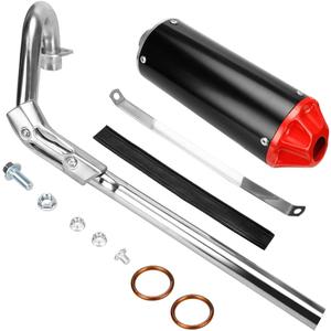 FVRITO Exhaust Muffler Silencer Pipe Assembly Kit for 70cc 90cc 110cc 125cc CRF50 XR50 SSR SR110 Roketa Taotao DB14 DB10 X-PRO DB-X20 SDG Coolster Chinese Mini Pit Dirt Bike Motocross Parts Red