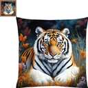 Lovxvouy Pillow Cross Stitch Kits for Adults Beginners-Preprinted Needlepoint Kit Stamped Crossstitching Kits 11CT Cross-Stitch Kit Stitches Kit Embroidery Kits-Forest Tiger 18x18 inchs (ColorCraft30)