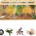 34 Gallon Bearded Dragon Tank, Lockable Reptile Terrarium Tank, Large Snake Enclosure, Lizard, Leopard Gecko Tank with Openable Roof Door, (Wooden, 32" L x 16" W x 16" H)